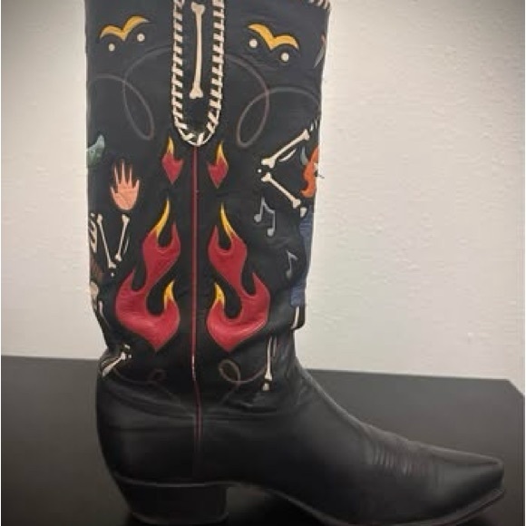Vintage Rocketbusters Cowboy Boots with Colorful Skeleton Design - Picture 4 of 11